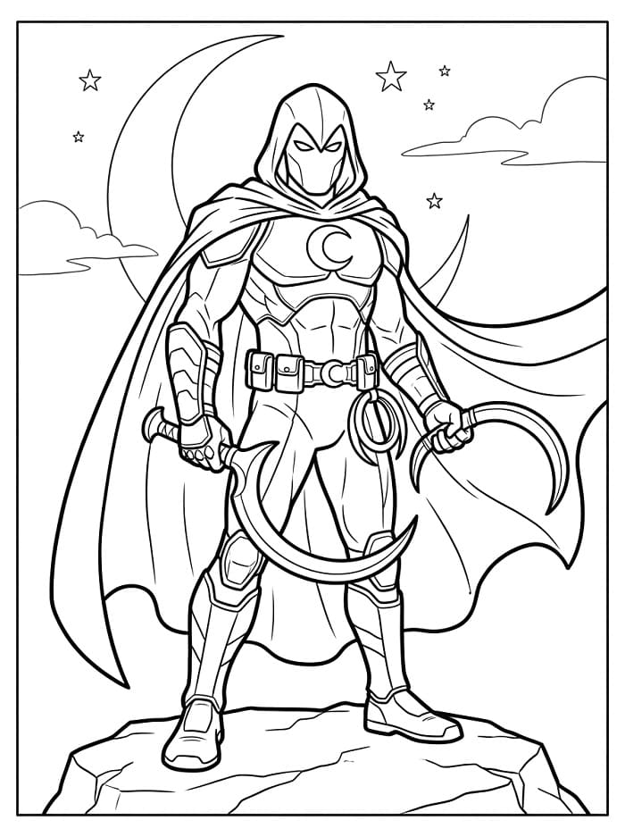 Coloriage Moon Knight dans la nuit