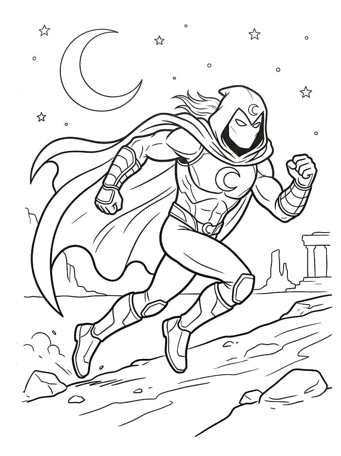 Coloriage Moon Knight Gratuit Pour les Enfants