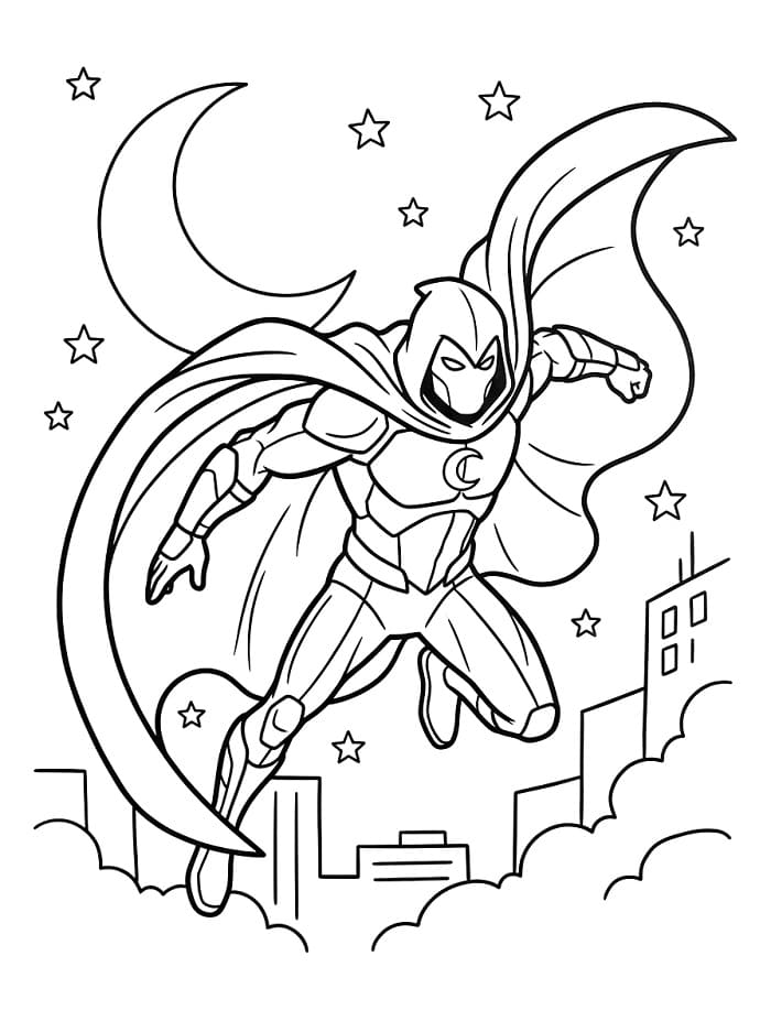Coloriage Moon Knight Imprimable Gratuit Pour les Enfants