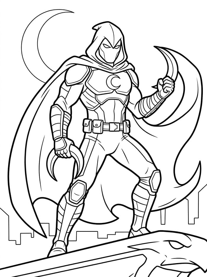 Coloriage Moon Knight sur le toit