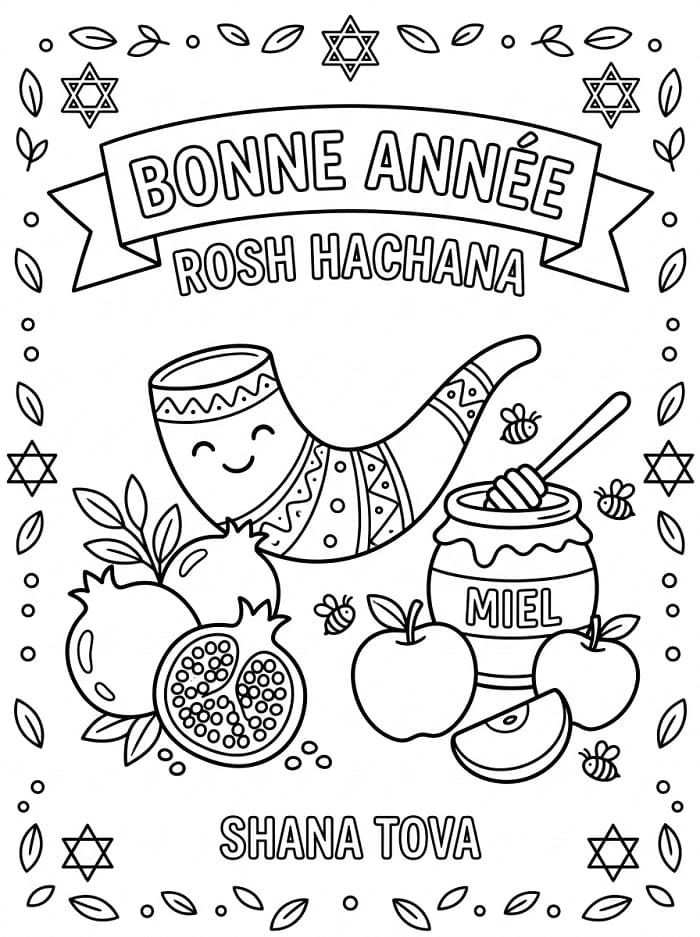 Coloriage Roch Hachana Imprimable Pour les Enfants