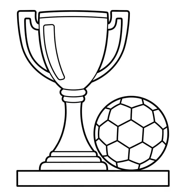 Coloriage Trophée et ballon de football