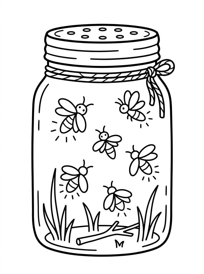 Coloriage Un Bocal à lucioles