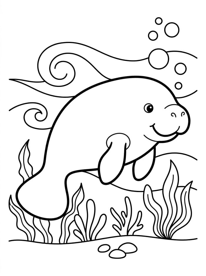 Coloriage Un Lamantin mignon