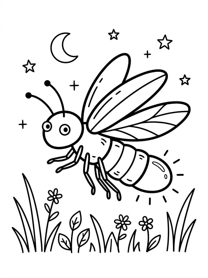 Coloriage Une Luciole dans la nuit