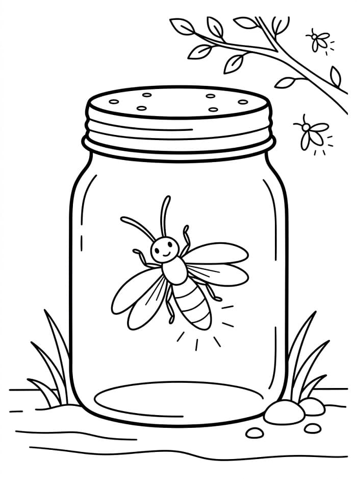 Coloriage Une luciole dans un bocal