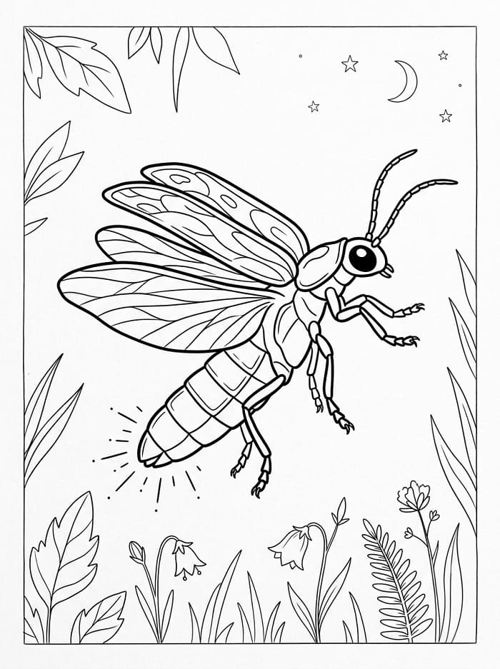 Coloriage Une luciole réaliste