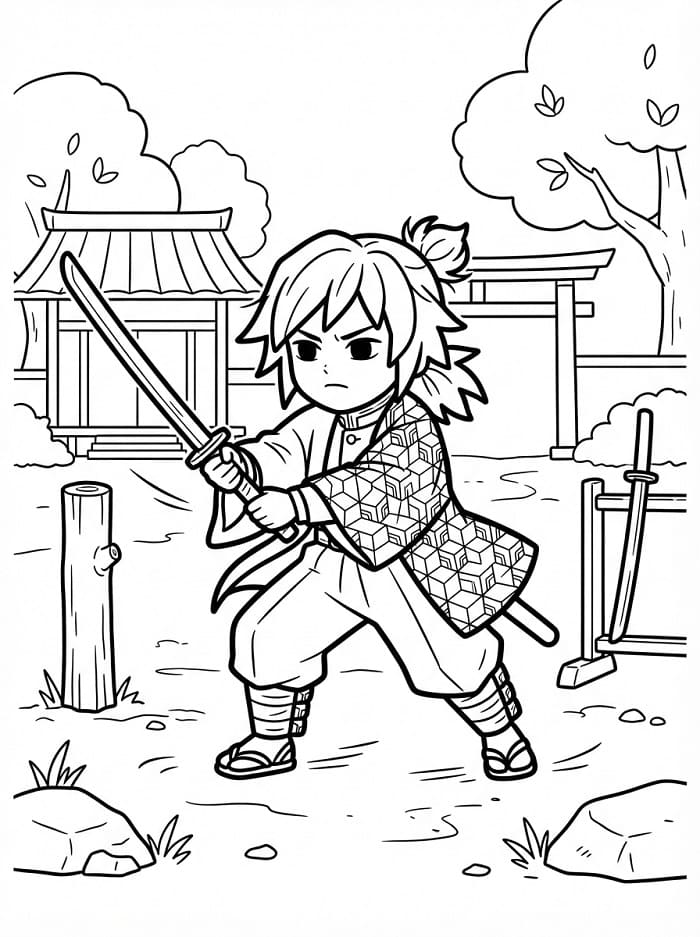 Coloriage Adorable Giyu Tomioka