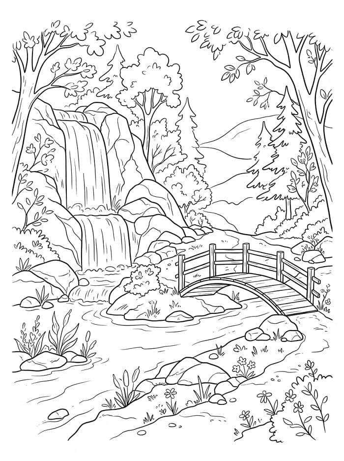 Coloriage Cascade fantastique