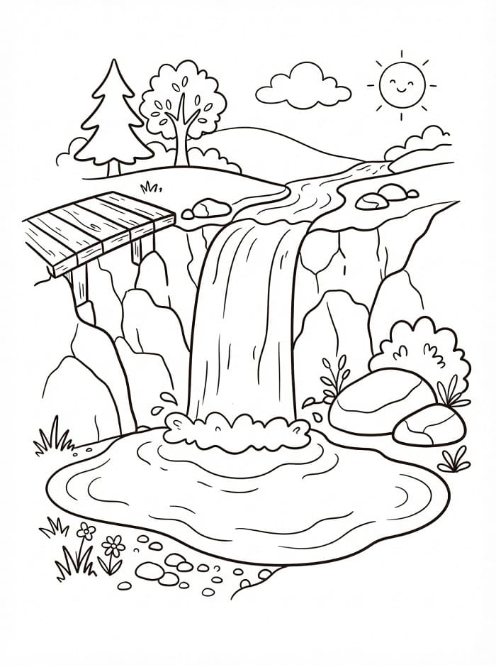 Coloriage Cascade Imprimable Gratuit