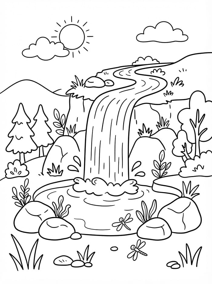 Coloriage Cascade Imprimable