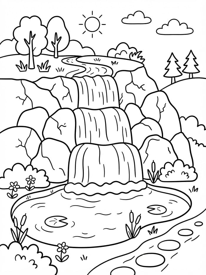 Coloriage Cascade