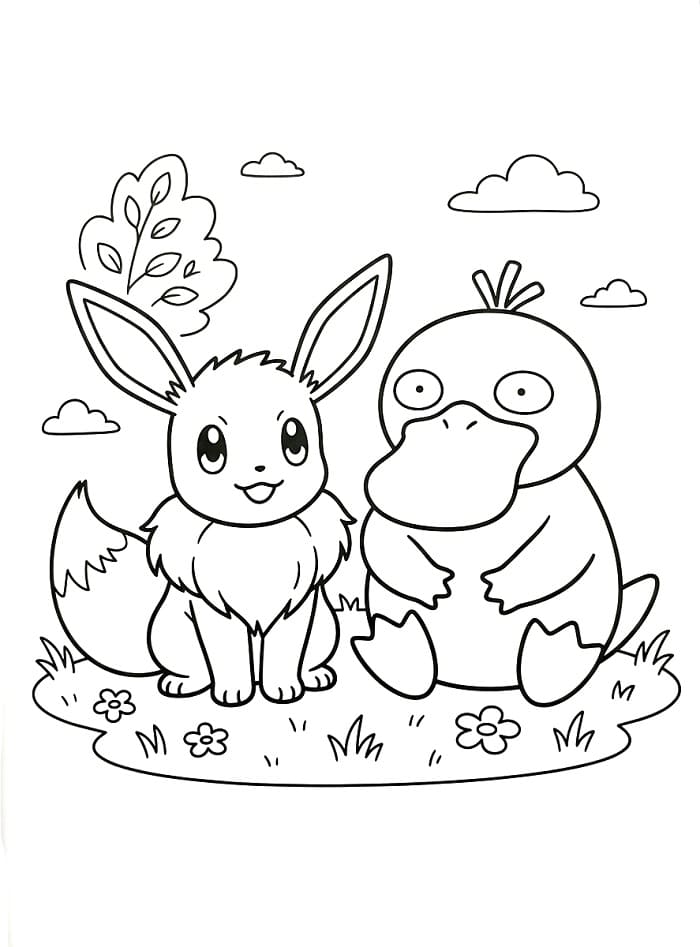 Coloriage Évoli Psykokwak