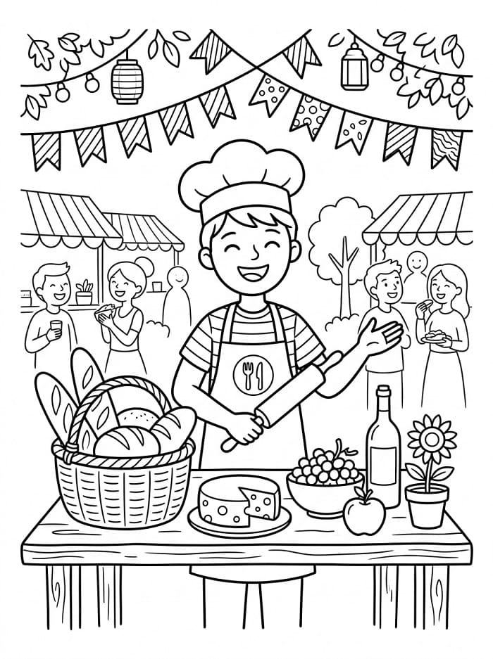 Coloriage Fête de la Gastronomie 4