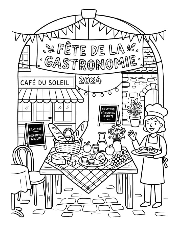 Coloriage Fête de la Gastronomie Gratuit