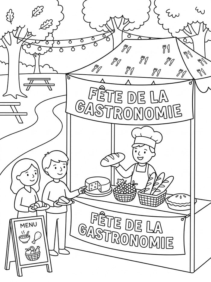 Coloriage Fête de la Gastronomie Imprimable Gratuit Pour les Enfants