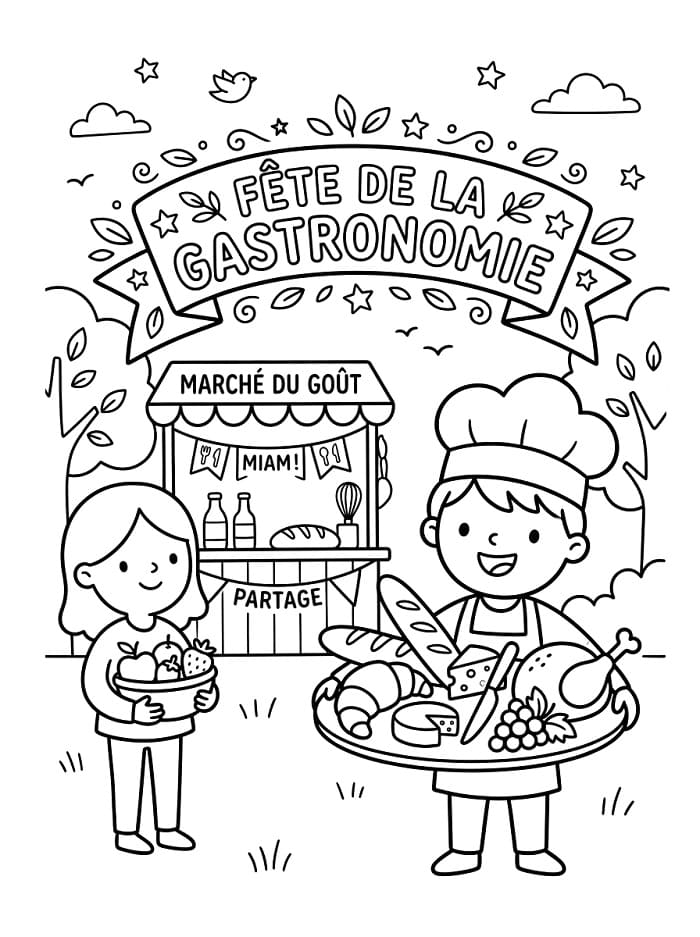 Coloriage Fête de la Gastronomie Imprimable Gratuit