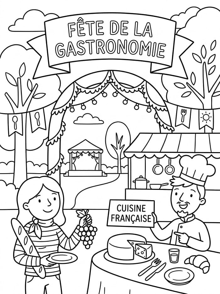 Coloriage Fête de la Gastronomie Imprimable