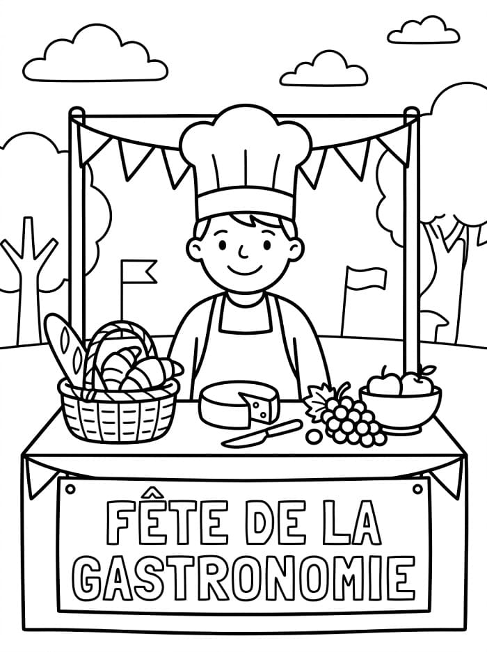 Coloriage Fête de la Gastronomie Pour Enfants