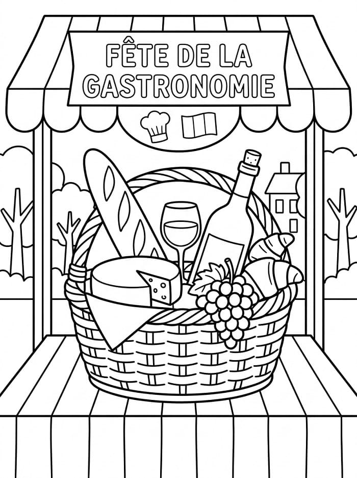 Coloriage Fête de la Gastronomie Pour les Enfants