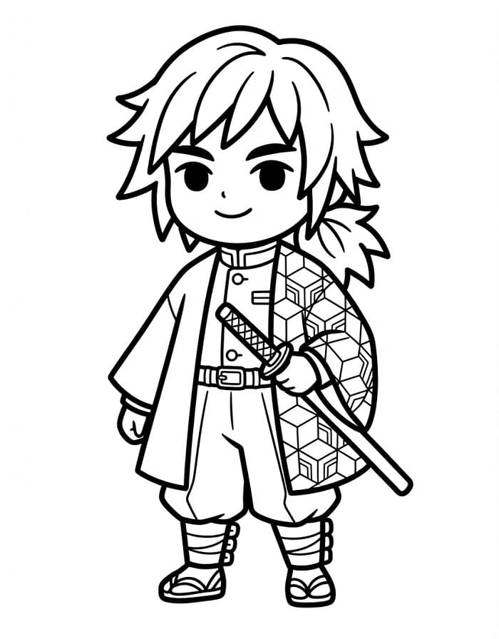 Coloriage Giyu Tomioka Chibi