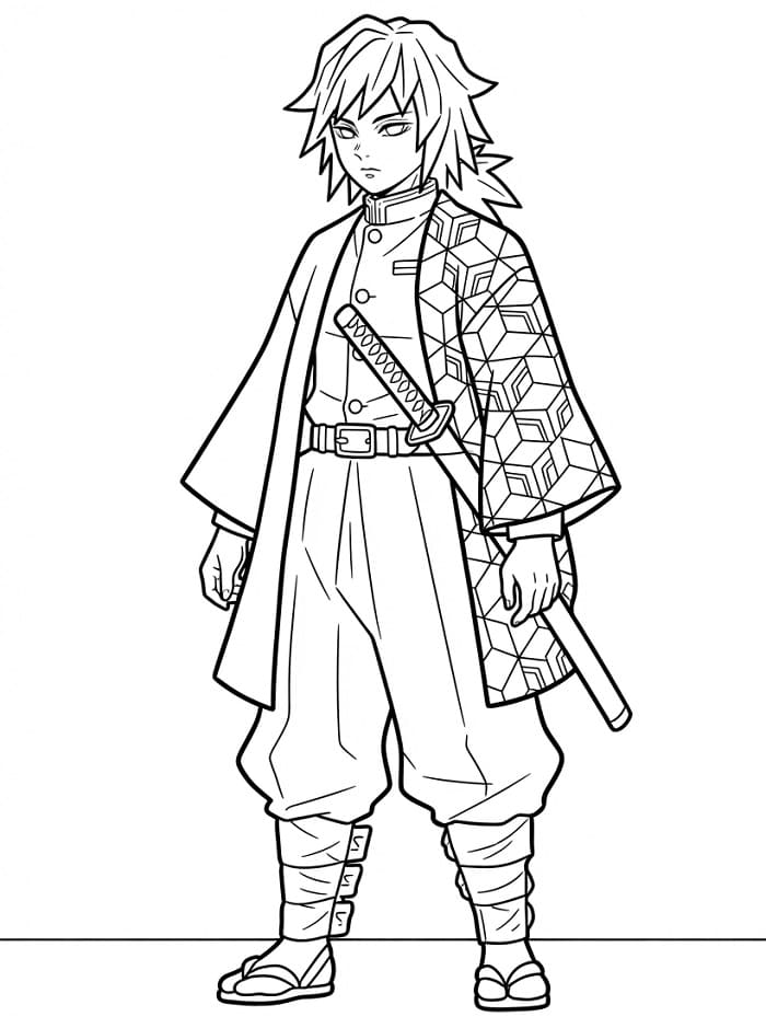 Coloriage Giyu Tomioka de Anime Demon Slayer