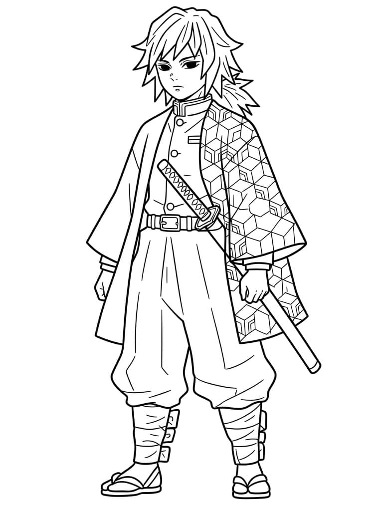 Coloriage Giyu Tomioka de Demon Slayer