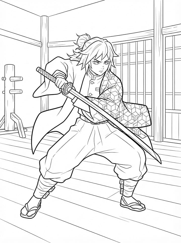 Coloriage Giyu Tomioka est incroyable