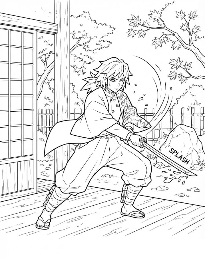 Coloriage Giyu Tomioka extraordinaire