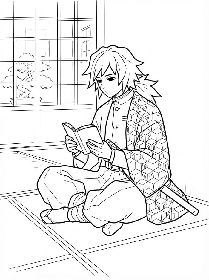 Coloriage Giyu Tomioka Gratuit Pour les Enfants