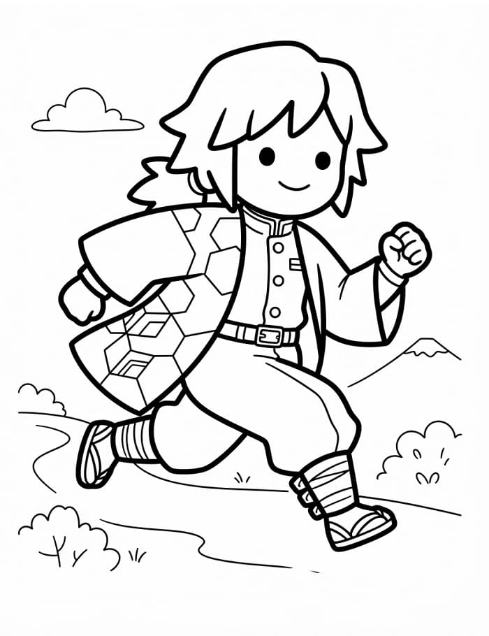 Coloriage Giyu Tomioka heureux