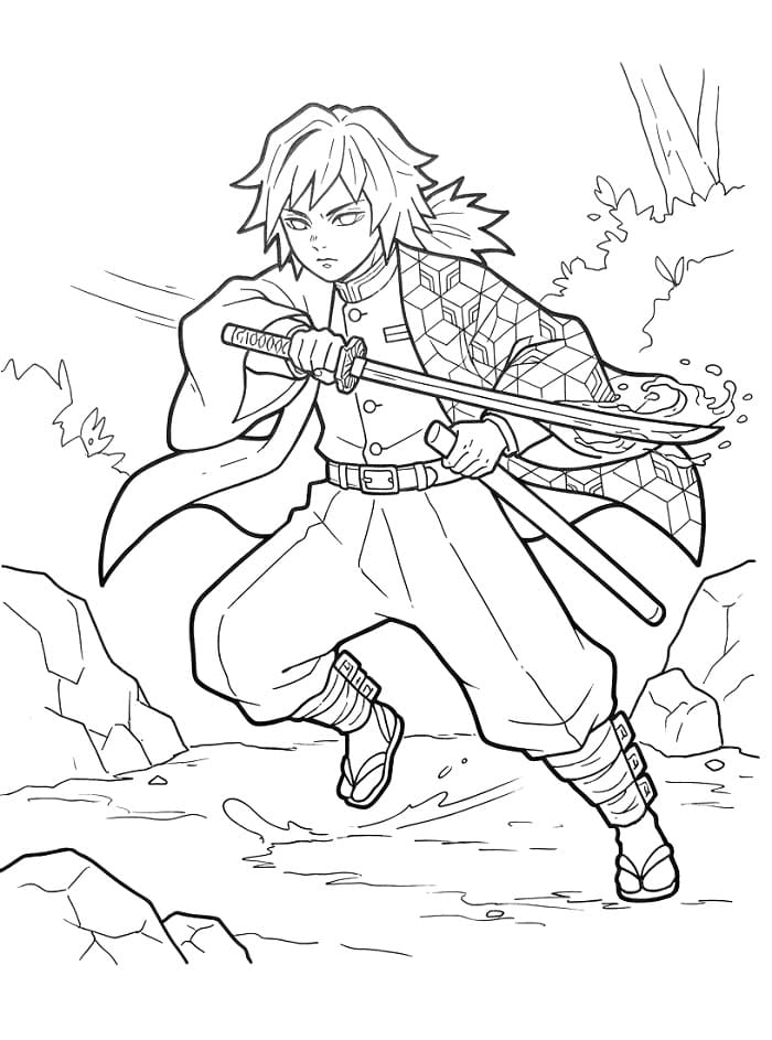 Coloriage Giyu Tomioka Imprimable Gratuit