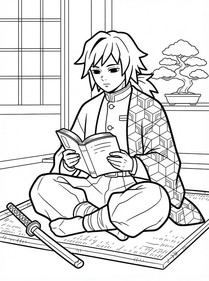 Coloriage Giyu Tomioka Imprimable Pour les Enfants