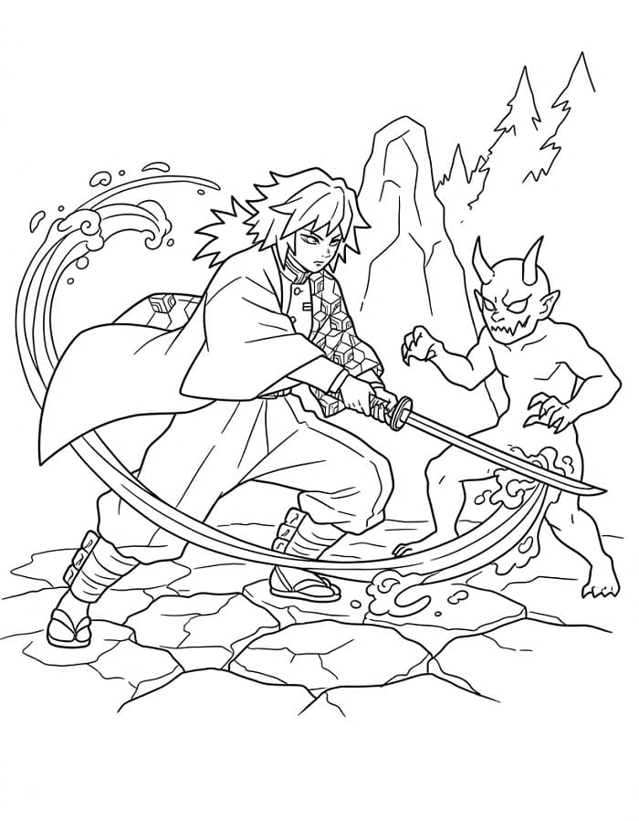 Coloriage Giyu Tomioka Imprimable