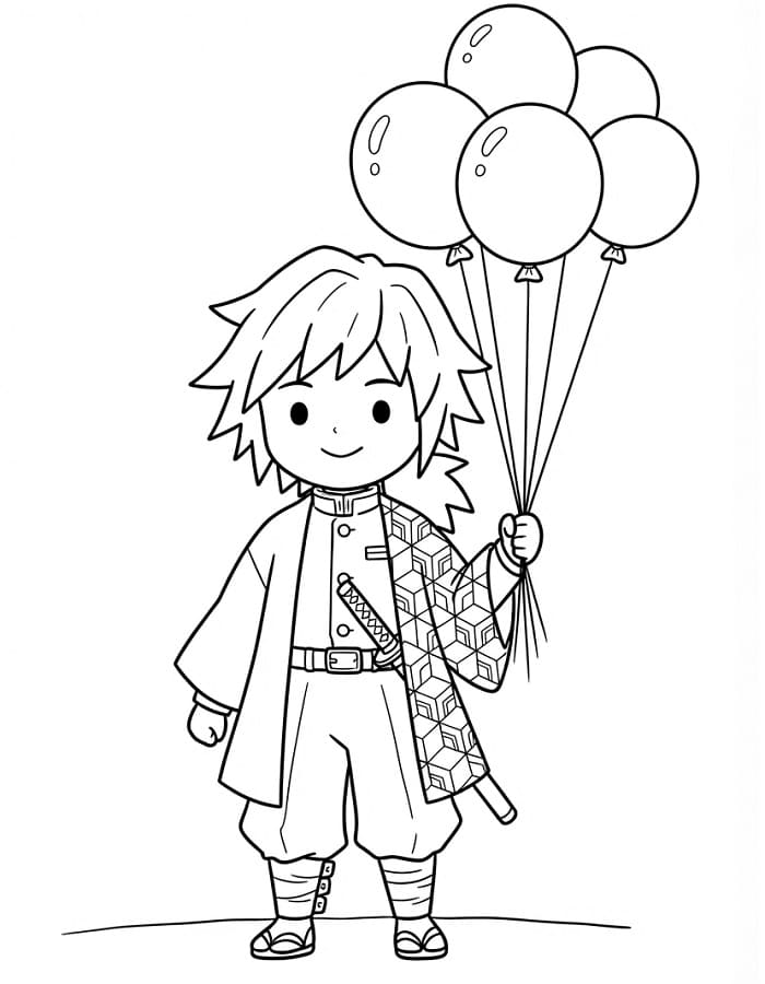 Coloriage Giyu Tomioka Pour les Enfants