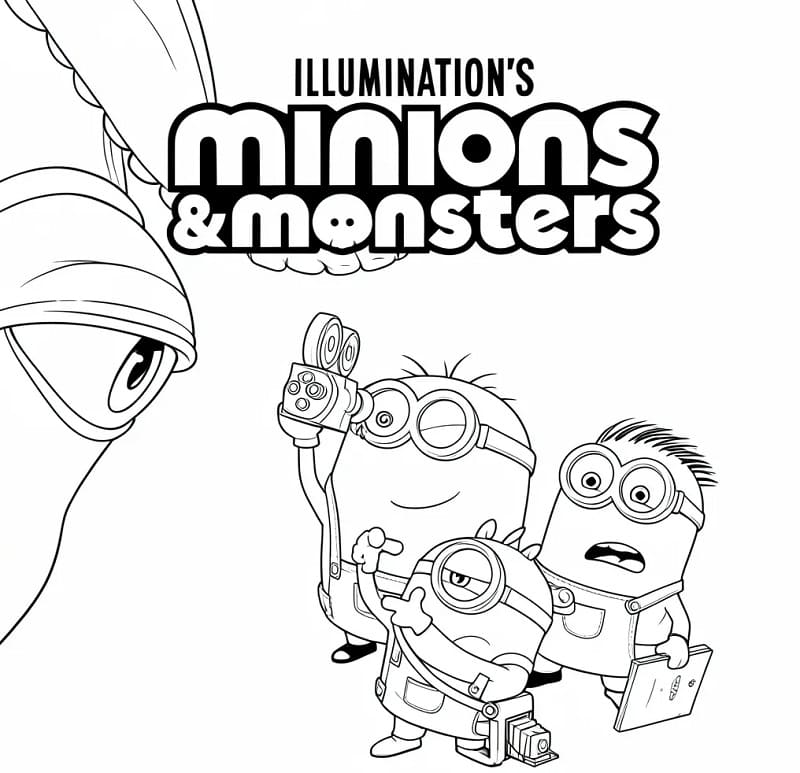 Coloriage Gratuit Minions et Monstres Pour les Enfants
