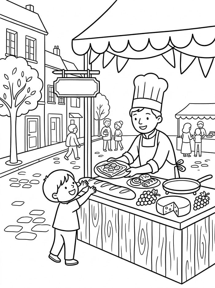 Coloriage Imprimable Fête de la Gastronomie Pour les Enfants