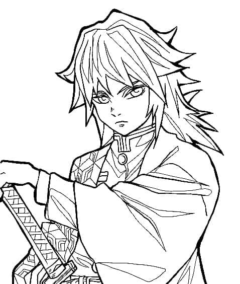 Coloriage Imprimable Giyu Tomioka Pour les Enfants