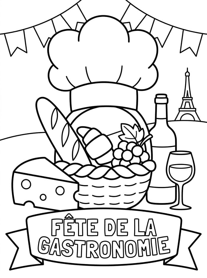 Coloriage Imprimable Gratuit Fête de la Gastronomie Pour les Enfants