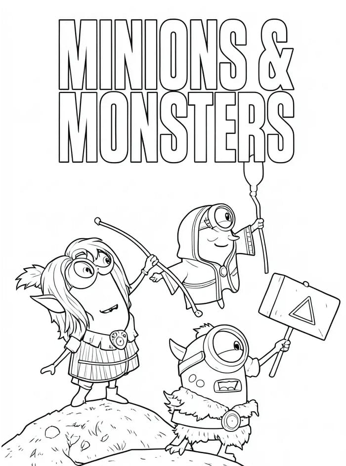 Coloriage Imprimable Gratuit Minions et Monstres Pour les Enfants