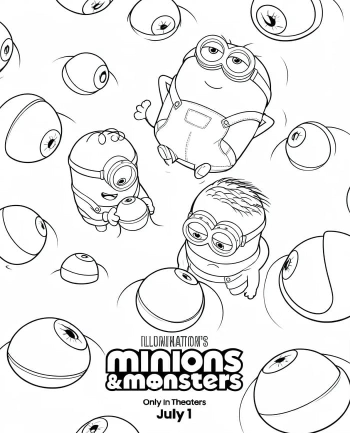 Coloriage Imprimable Gratuit Minions et Monstres