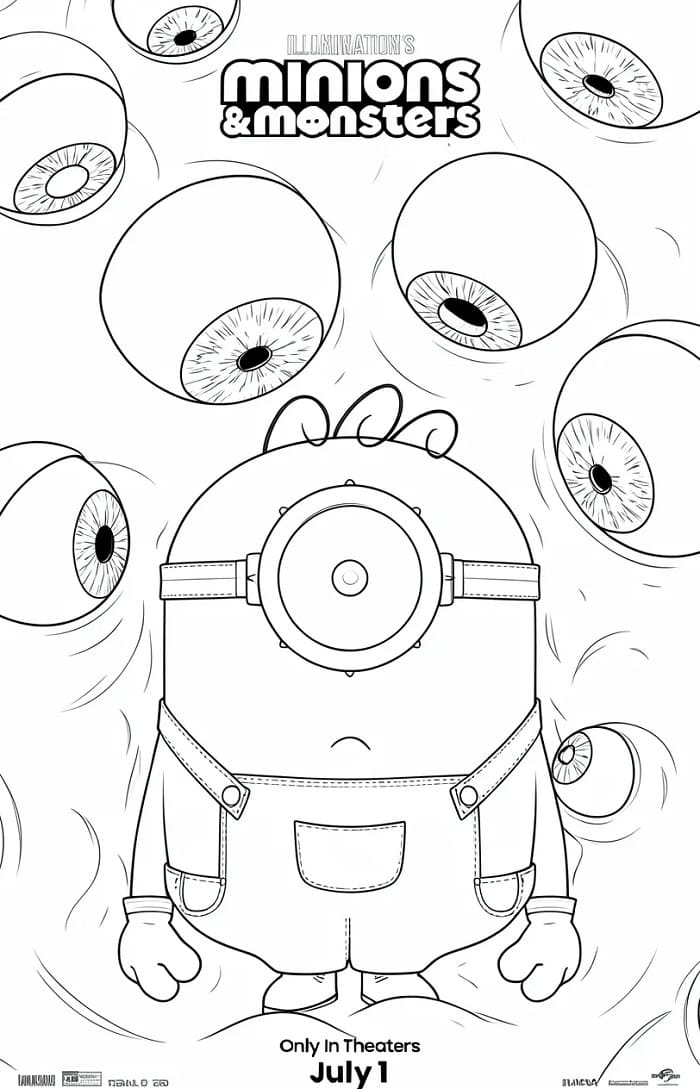 Coloriage Imprimable Minions et Monstres Pour les Enfants