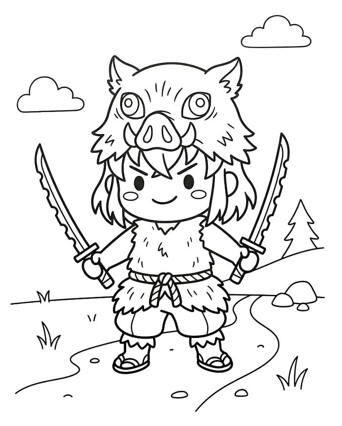 Coloriage Inosuke Chibi