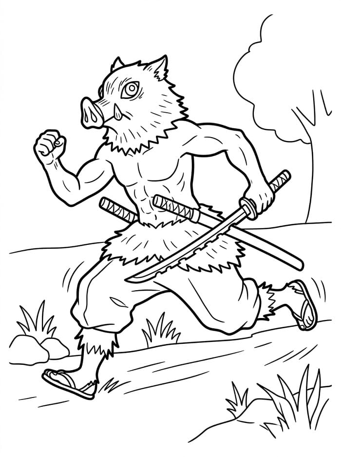Coloriage Inosuke en course