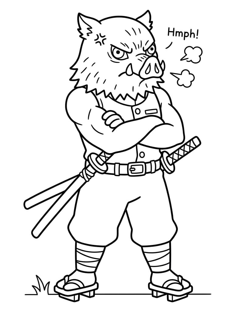 Coloriage Inosuke grincheux