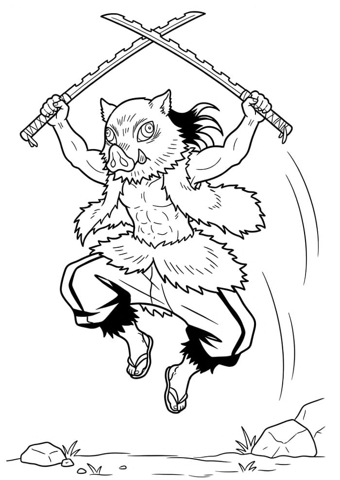 Coloriage Inosuke qui saute
