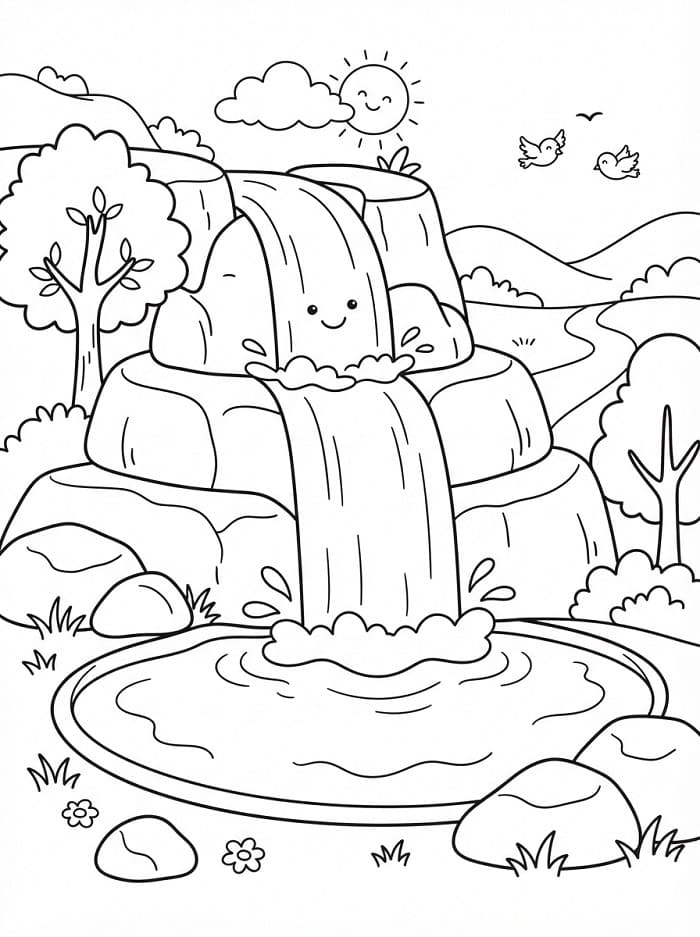 Coloriage Jolie cascade