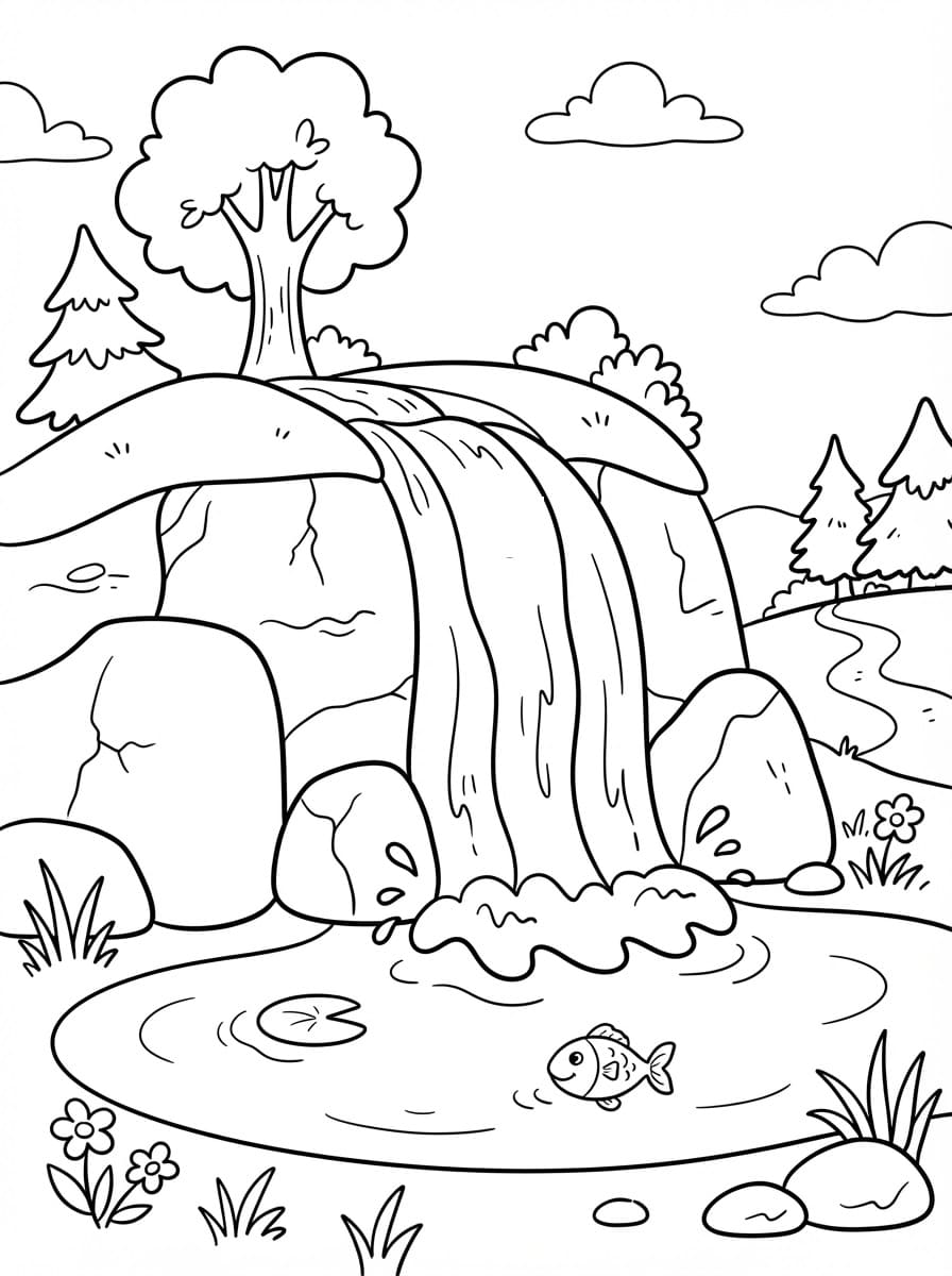 Coloriage Magnifique cascade