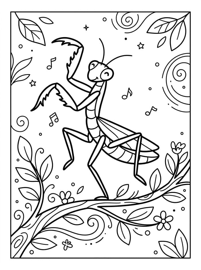 Coloriage Mante religieuse heureuse