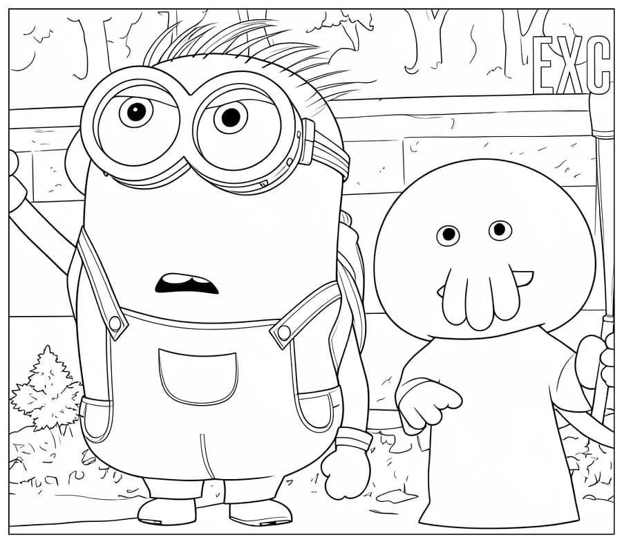Coloriage Minions et Monstres de Dessin Animé